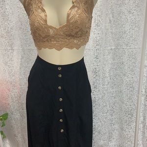 NWT black button front maxi skirt